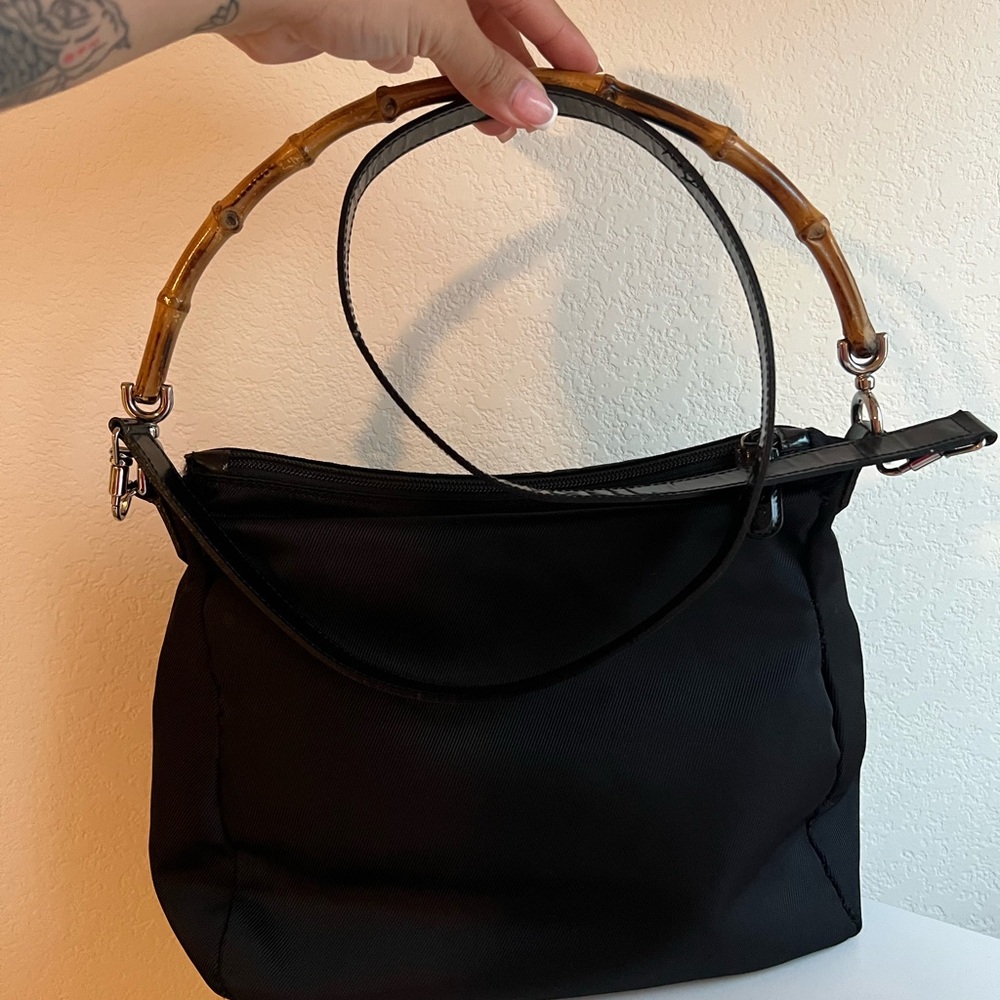 GUCCI REHAB Black Handbag with Bamboo Handle